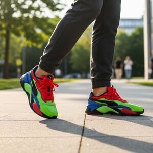 Puma RS-X Sneakers Kids Green Red Blue Multi Color Athletic Shoes Size 7Y